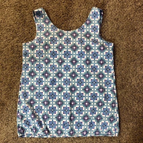 Nicole by Nicole Miller Blouse Womens L Used Sleeveless Blue Purple Cream - Picture 12 of 12